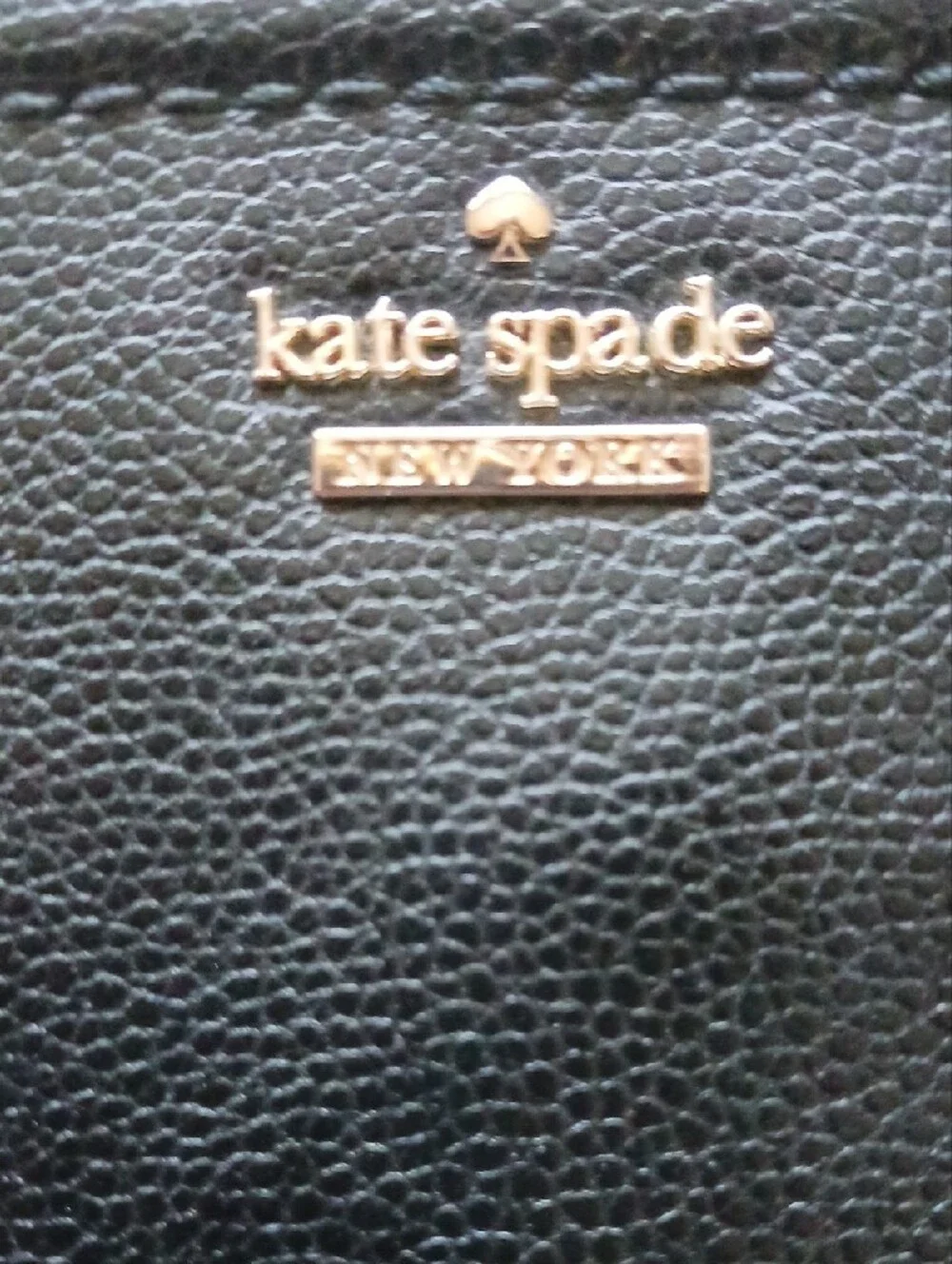 kate spade Black Leather Zip-Around Wristlet Wallet with Gold Logo